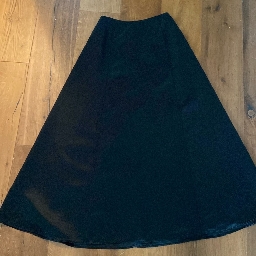 Spencer Jeremy Petites Black Poly Satin A-line Maxi Skirt